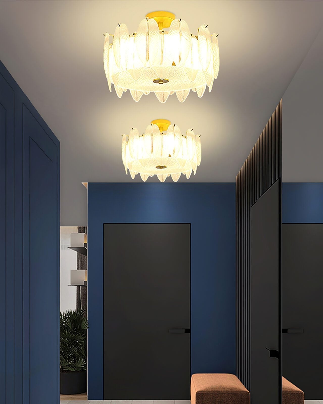 modern-retro-feather-style-gold-ceiling-chandelier-with-frosted-white-glass-globes