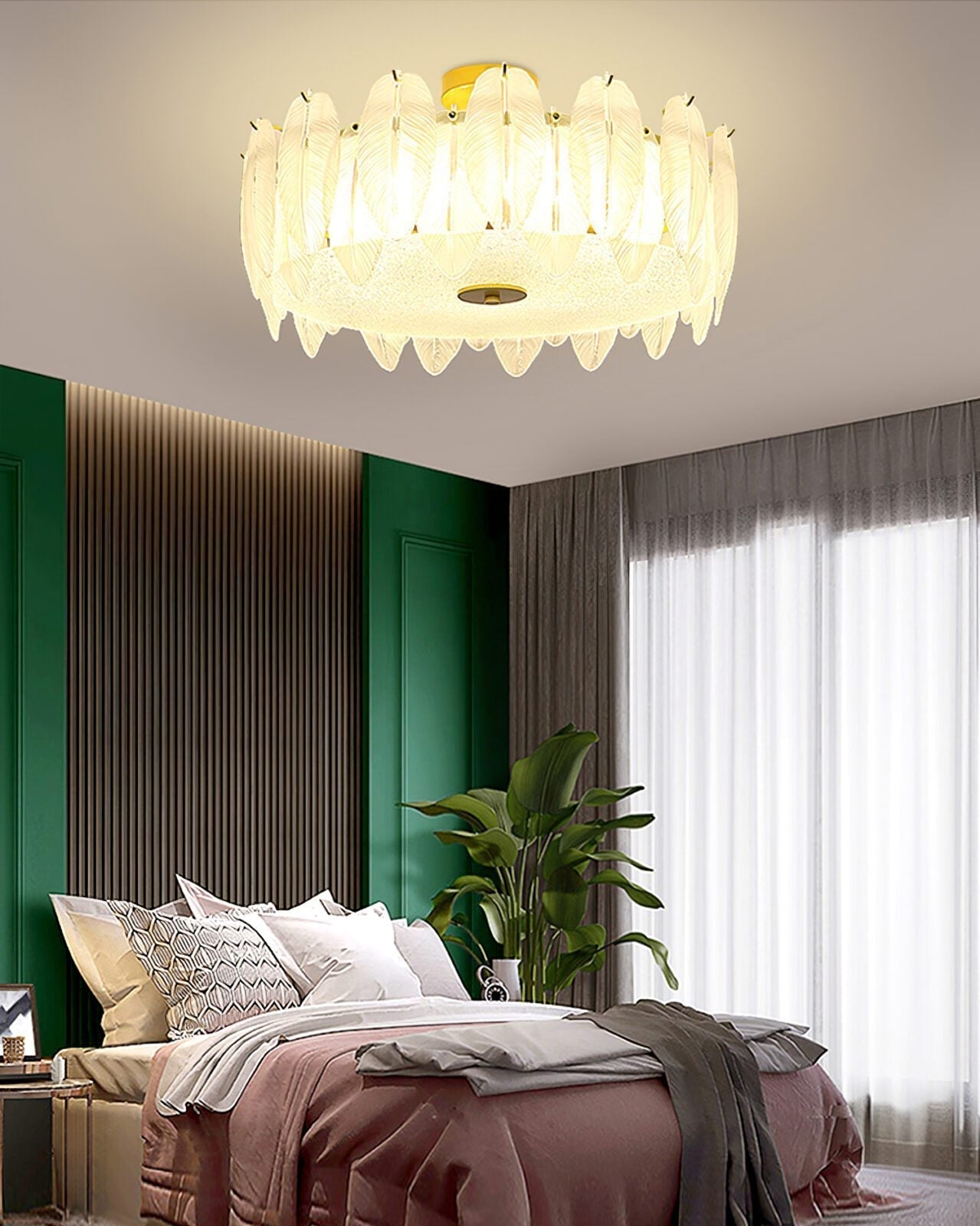 modern-retro-feather-style-gold-ceiling-chandelier-with-frosted-white-glass-globes