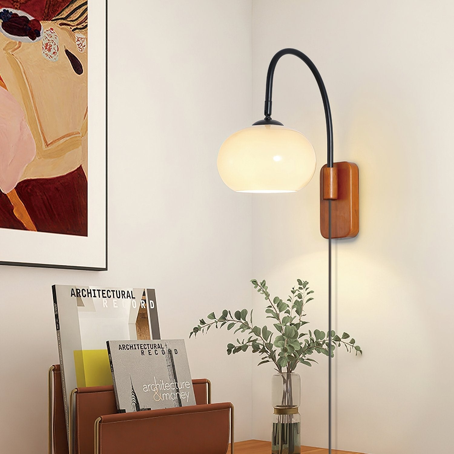 vintage-retro-glass-plug-in-wall-lamp-with-walnut-wood-base-for-interior-home-lighting