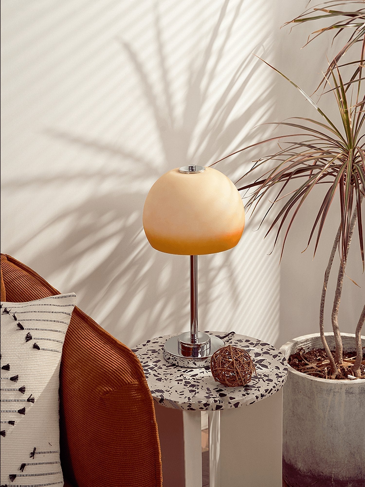 Vintage Chrome Mushroom Glass Table Lamp Retro Bedside Accent Lighting for Modern Interiors
