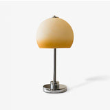 Vintage Chrome Mushroom Glass Table Lamp Retro Bedside Accent Lighting for Modern Interiors