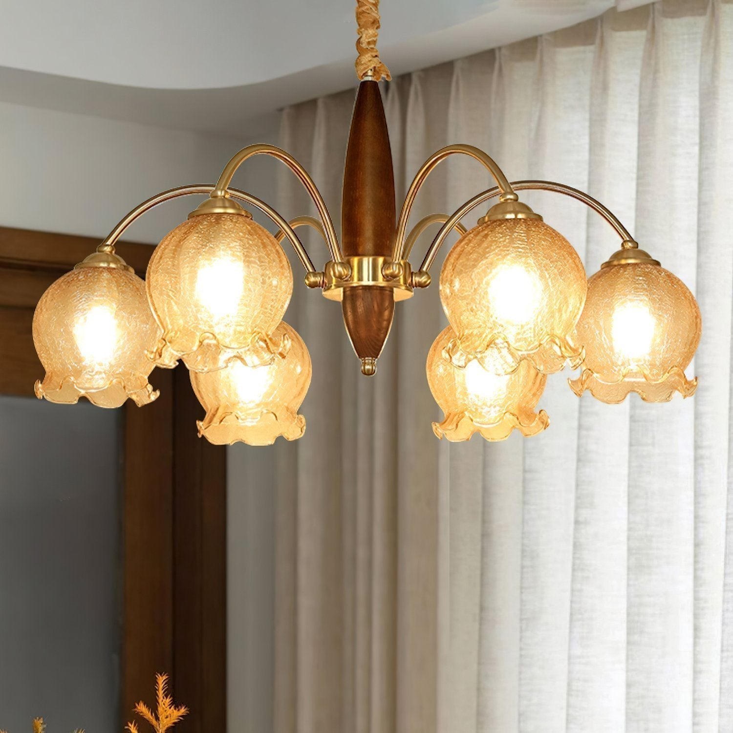 vintage-petal-glass-chandelier-mid-century-modern-wood-and-iron-pendant-lighting