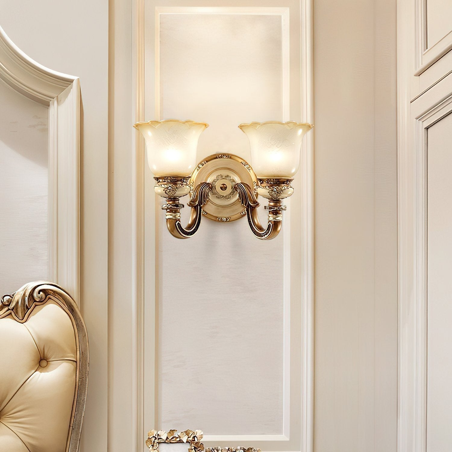 vintage-resin-wall-sconce-with-frosted-glass-shade-for-bedroom-and-hallway