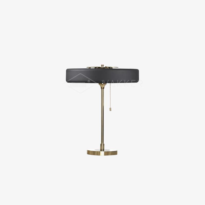 Mid Century Modern Spun Metal Table Lamp with Pull Chain and Opal Diffuser Accent
