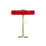 Mid Century Modern Spun Metal Table Lamp with Pull Chain and Opal Diffuser Accent