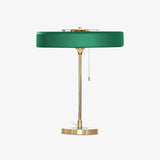 Mid Century Modern Spun Metal Table Lamp with Pull Chain and Opal Diffuser Accent