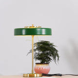 Mid Century Modern Spun Metal Table Lamp with Pull Chain and Opal Diffuser Accent