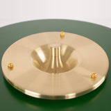 Mid Century Modern Spun Metal Table Lamp with Pull Chain and Opal Diffuser Accent