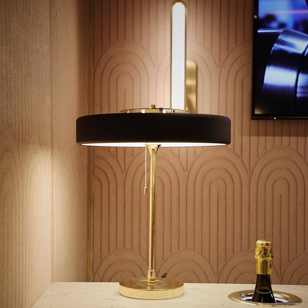Mid Century Modern Spun Metal Table Lamp with Pull Chain and Opal Diffuser Accent