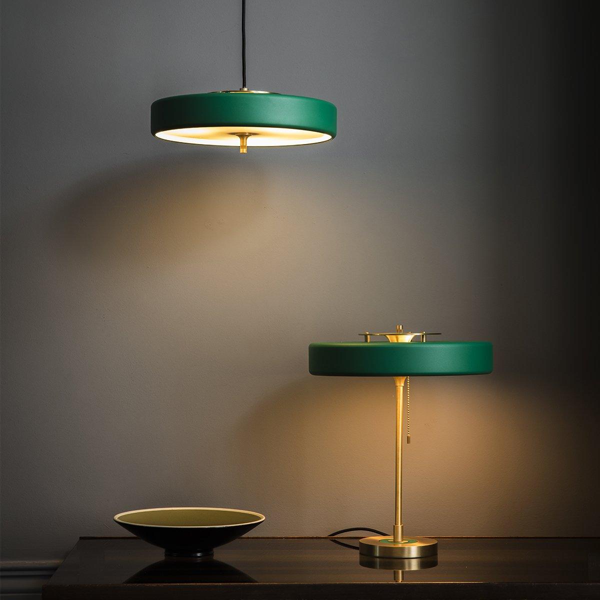Mid Century Modern Spun Metal Table Lamp with Pull Chain and Opal Diffuser Accent