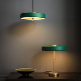 Mid Century Modern Spun Metal Table Lamp with Pull Chain and Opal Diffuser Accent