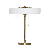 Mid Century Modern Spun Metal Table Lamp with Pull Chain and Opal Diffuser Accent