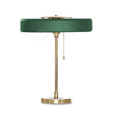 Mid Century Modern Spun Metal Table Lamp with Pull Chain and Opal Diffuser Accent