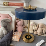 Mid Century Modern Spun Metal Table Lamp with Pull Chain and Opal Diffuser Accent