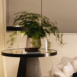 Mid Century Modern Spun Metal Table Lamp with Pull Chain and Opal Diffuser Accent