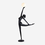 Modern Artistic Rhythmic Gymnast Sculpture Floor Lamp with Glass Globe Shade