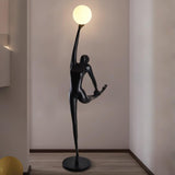 Modern Artistic Rhythmic Gymnast Sculpture Floor Lamp with Glass Globe Shade