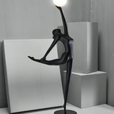Modern Artistic Rhythmic Gymnast Sculpture Floor Lamp with Glass Globe Shade