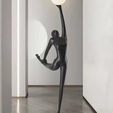 Modern Artistic Rhythmic Gymnast Sculpture Floor Lamp with Glass Globe Shade