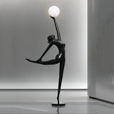 Modern Artistic Rhythmic Gymnast Sculpture Floor Lamp with Glass Globe Shade