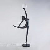 Modern Artistic Rhythmic Gymnast Sculpture Floor Lamp with Glass Globe Shade