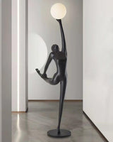 Modern Artistic Rhythmic Gymnast Sculpture Floor Lamp with Glass Globe Shade