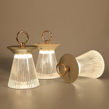 Modern Ribbed Acrylic Rechargeable LED Table Lamp with USB Battery Power for Bedside