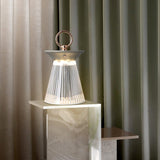 Modern Ribbed Acrylic Rechargeable LED Table Lamp with USB Battery Power for Bedside