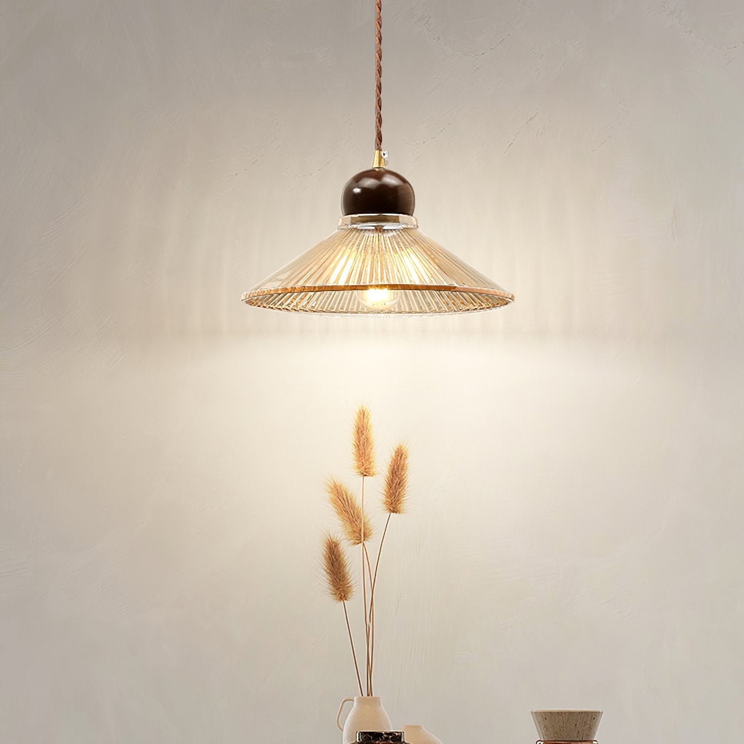 vintage-handcrafted-lotus-ribbed-glass-pendant-light-cognac-floral-ceiling-lamp-for-dining-room