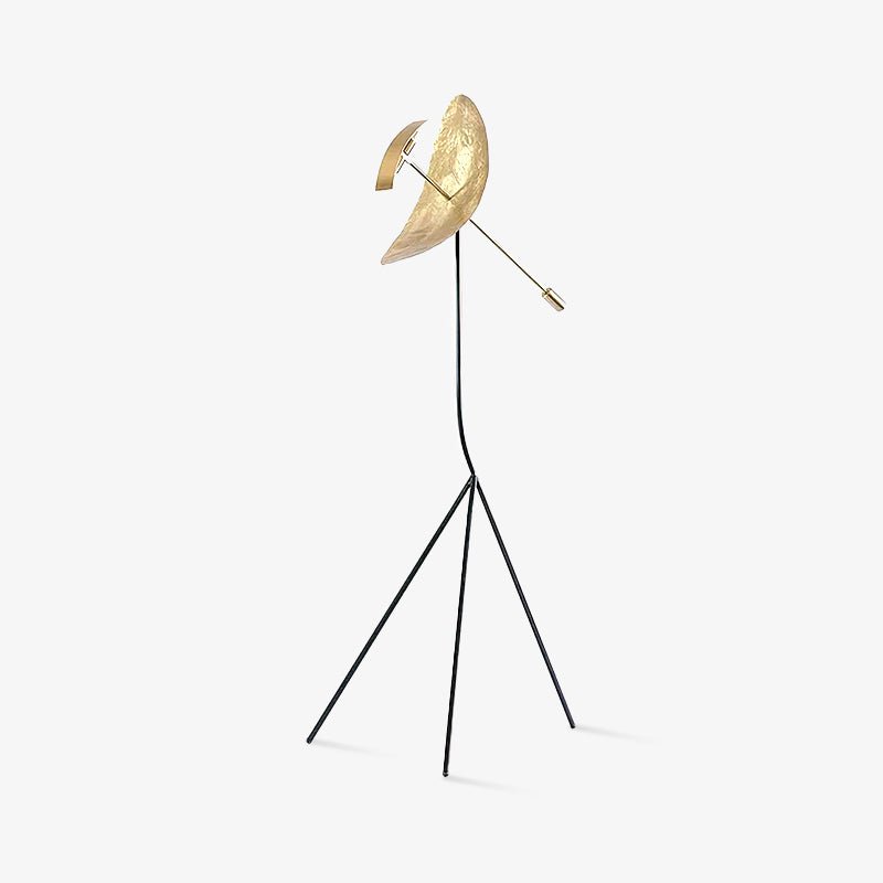Modern Ribot Sculptural Tall Floor Lamp with Hand Hammered Brass Diffuser