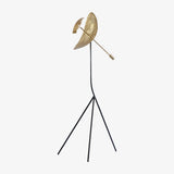 Modern Ribot Sculptural Tall Floor Lamp with Hand Hammered Brass Diffuser