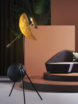 Modern Ribot Sculptural Tall Floor Lamp with Hand Hammered Brass Diffuser
