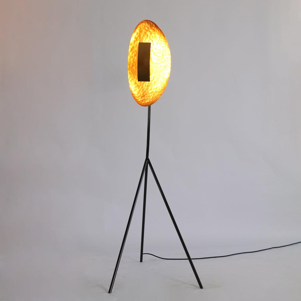 Modern Ribot Sculptural Tall Floor Lamp with Hand Hammered Brass Diffuser
