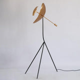 Modern Ribot Sculptural Tall Floor Lamp with Hand Hammered Brass Diffuser