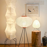 Japanese Rice Paper Floor Lamp Sculptural Mulberry Paper Standing Lantern Lighting