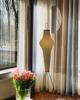 Japanese Rice Paper Floor Lamp Sculptural Mulberry Paper Standing Lantern Lighting