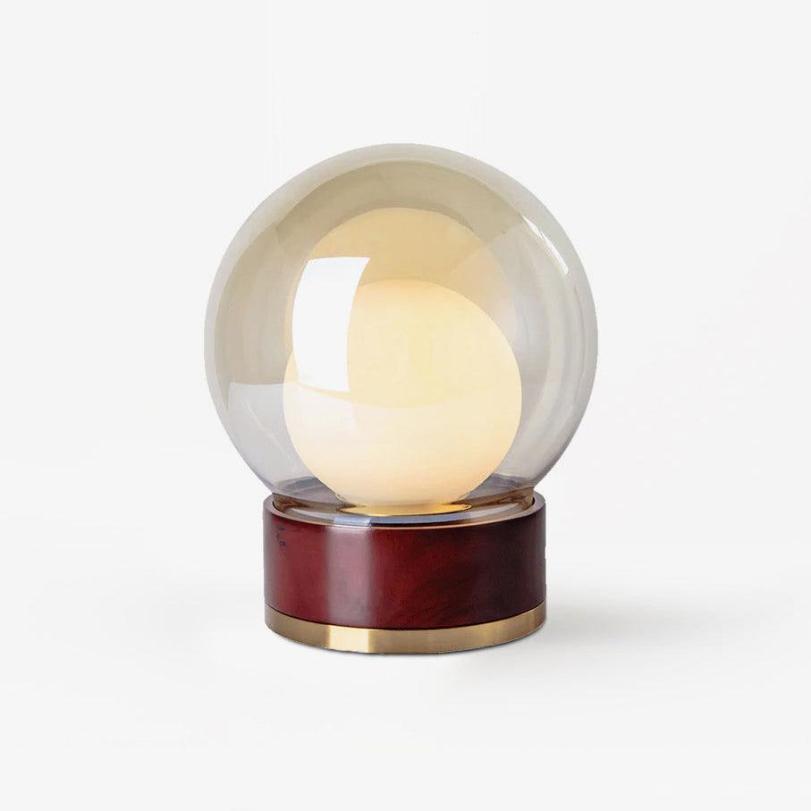 Rigel Contemporary Wood and Metal Table Lamp with Amber Glass Shade for Bedroom