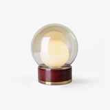 Rigel Contemporary Wood and Metal Table Lamp with Amber Glass Shade for Bedroom