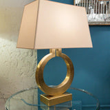 Modern Ring Silhouette Table Lamp with Fabric Shade for Bedside or Living Room