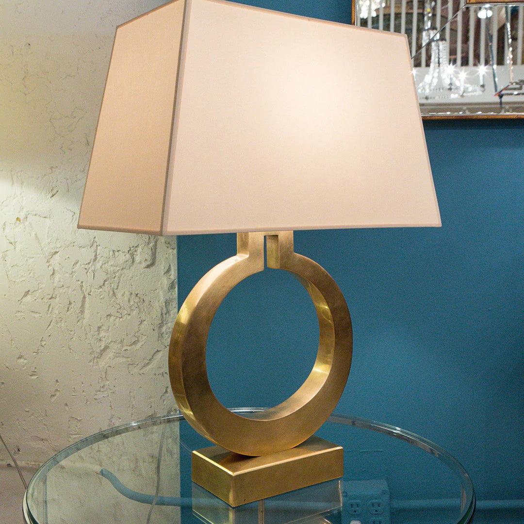 Modern Ring Silhouette Table Lamp with Fabric Shade for Bedside or Living Room