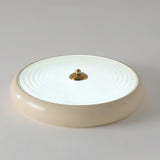 Modern Ripple Glass Flush Mount Ceiling Light Cream Textured Shade Overhead Fixture