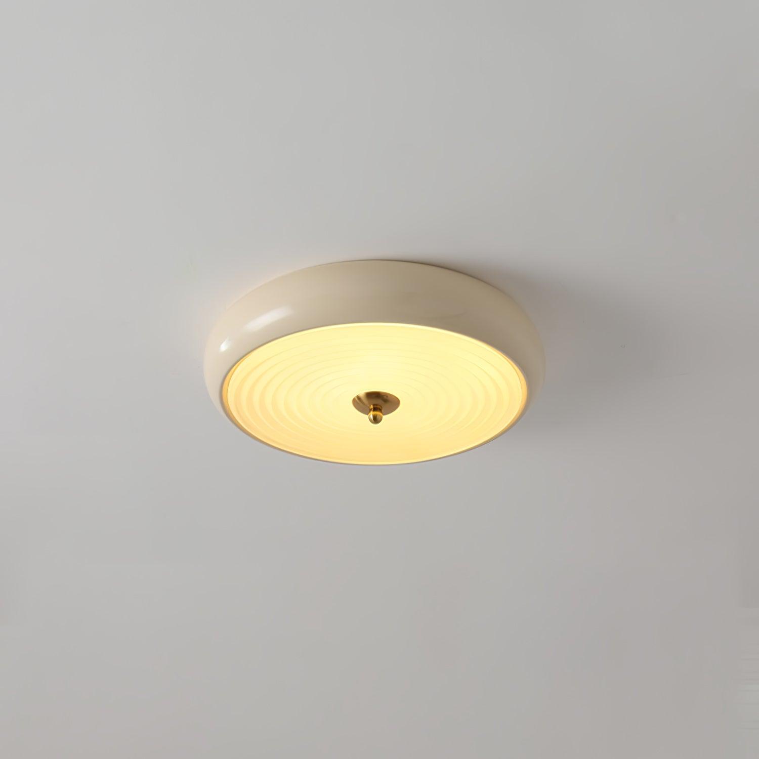 Modern Ripple Glass Flush Mount Ceiling Light Cream Textured Shade Overhead Fixture