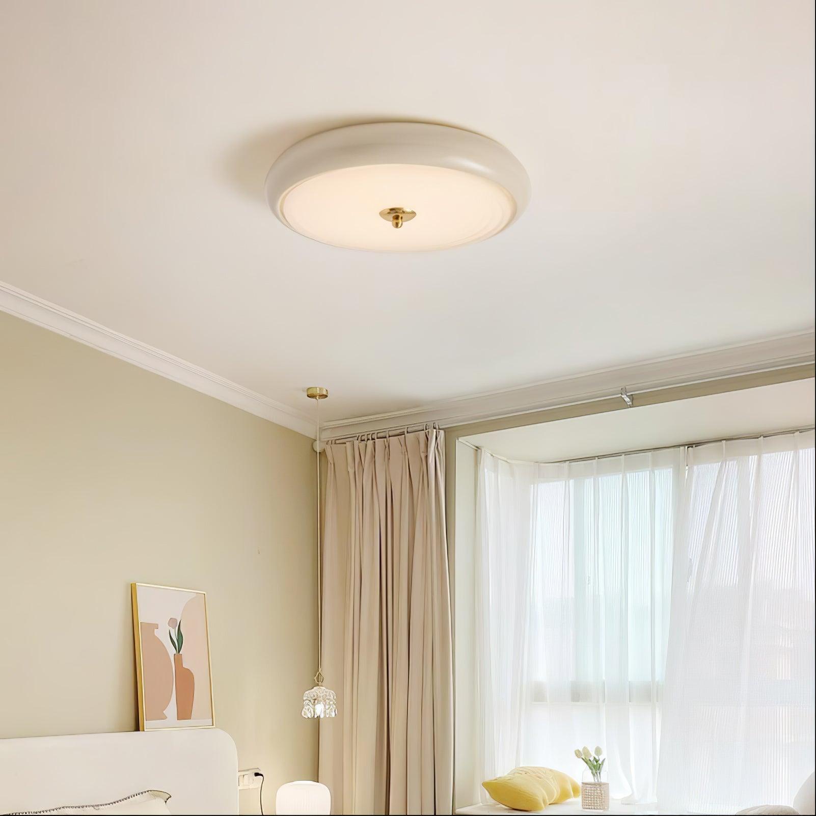 Modern Ripple Glass Flush Mount Ceiling Light Cream Textured Shade Overhead Fixture
