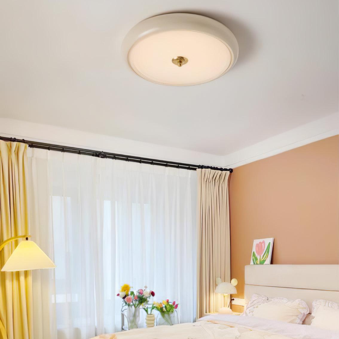 Modern Ripple Glass Flush Mount Ceiling Light Cream Textured Shade Overhead Fixture