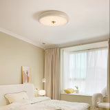 Modern Ripple Glass Flush Mount Ceiling Light Cream Textured Shade Overhead Fixture