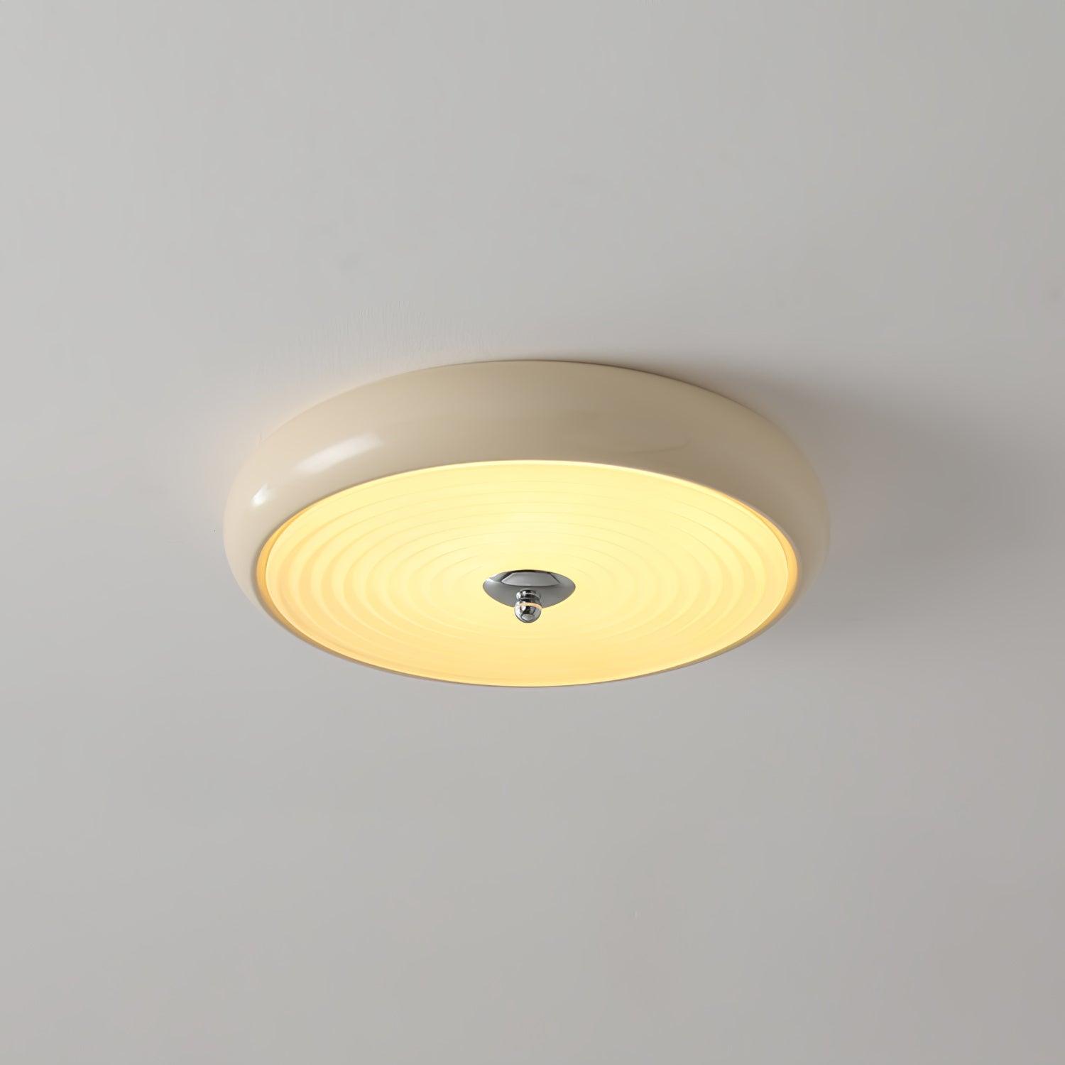 Modern Ripple Glass Flush Mount Ceiling Light Cream Textured Shade Overhead Fixture
