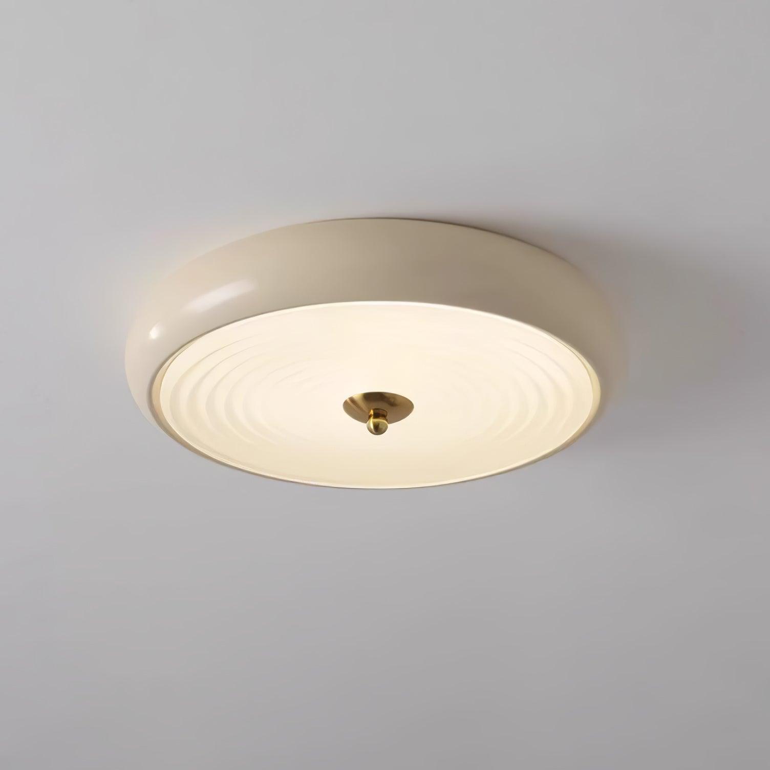 Modern Ripple Glass Flush Mount Ceiling Light Cream Textured Shade Overhead Fixture