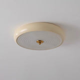 Modern Ripple Glass Flush Mount Ceiling Light Cream Textured Shade Overhead Fixture