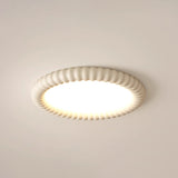 Ripple Ribbed Halo LED Ceiling Light Modern Textured Resin Flush Mount Fixture