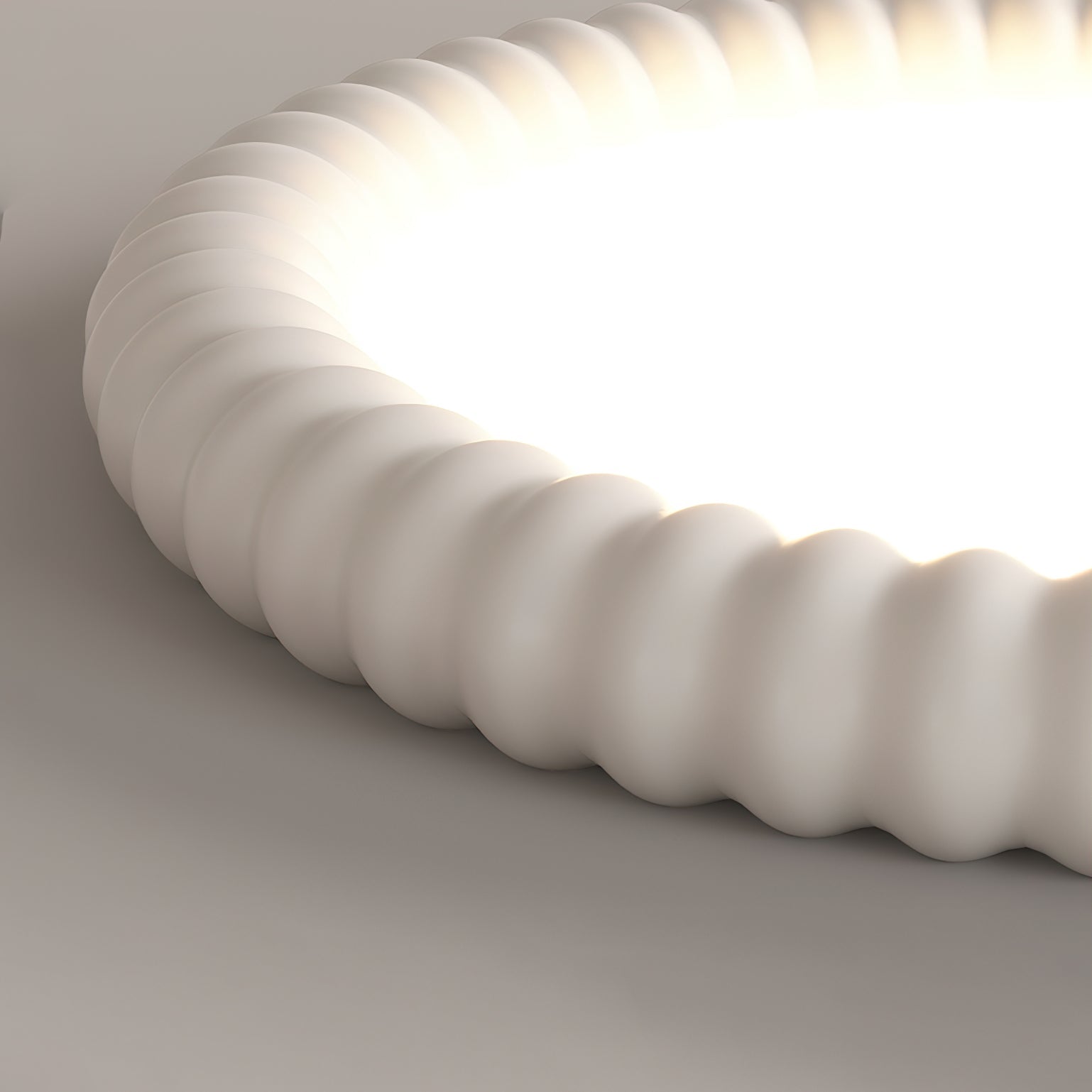 Ripple Ribbed Halo LED Ceiling Light Modern Textured Resin Flush Mount Fixture